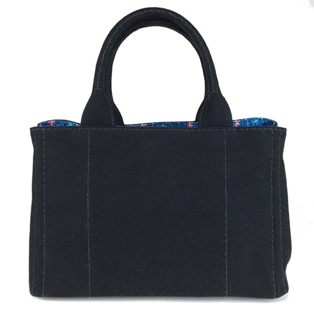 Prada Canapa Tote Black Cobalt 2way Shoulder Bag - Picture 3 of 5